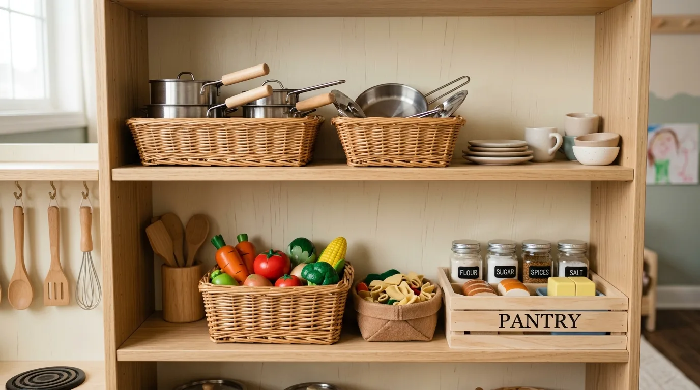 Style the countertop with only a few favorite pieces inspiration for a kids play kitchen.